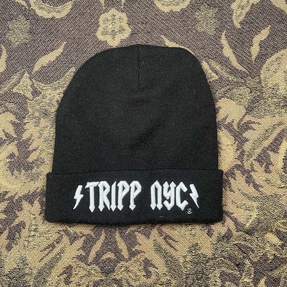 Tripp NYC Goth Future Rave Cyber Punk Matrix Black Beanie Mens